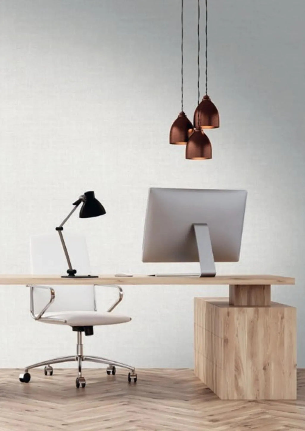 Bureau au mur enduit Coton Art clair